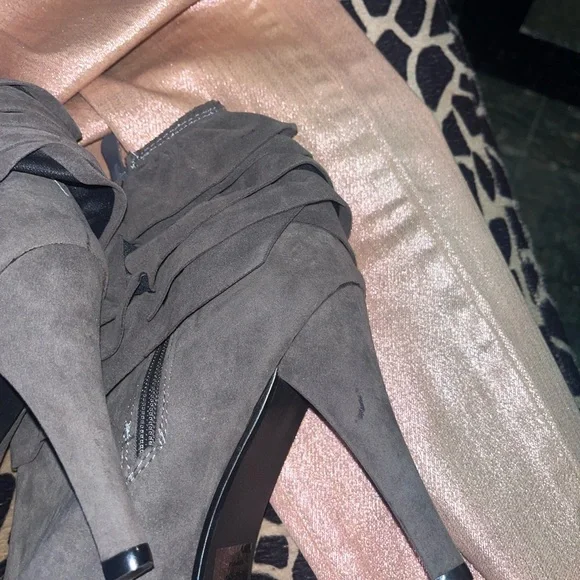 Taupe Colored Suede-like High Heel Booties - Picture 6 of 14